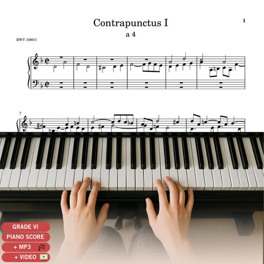 The Art of Fugue Johann Sebastian Bach 140 pages complete digital piano sheet music PDF and PNG, prepared from the original manuscript with elegant typography, optimized for recital use, conservatory training, and theoretical study, offering musicians a performance-ready and authentic edition.