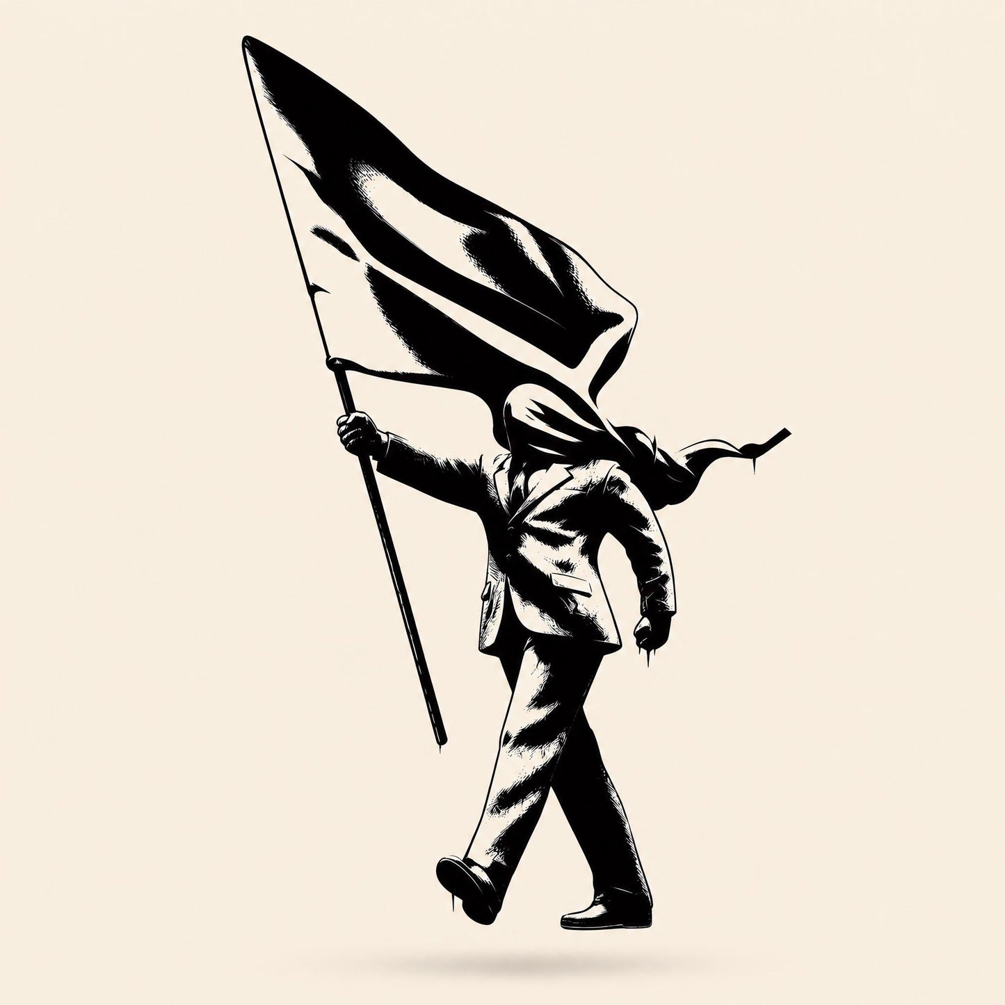 Minimalist street art Blind Patriotism printable poster with bold monochrome composition and graphic clarity, digital download for industrial and urban interiors