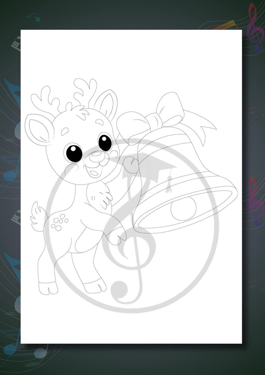Animals Playing Instruments Coloring Book coloring page displayed with a smiling animal holding a violin, presented in clear black-and-white line art to help children recognize string instruments while coloring.