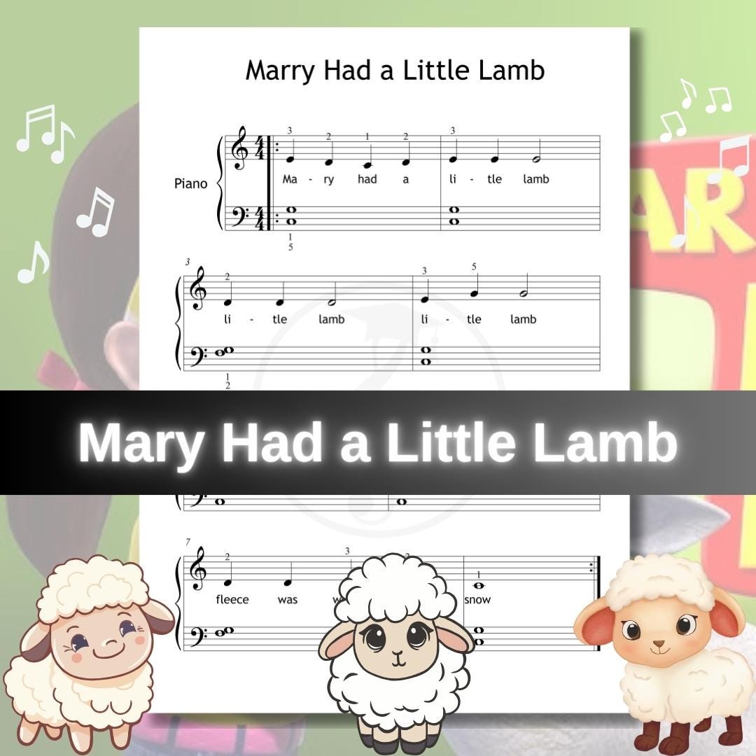 Mary Had a Little Lamb | Beginner Piano Sheet Music PDF & Color Note