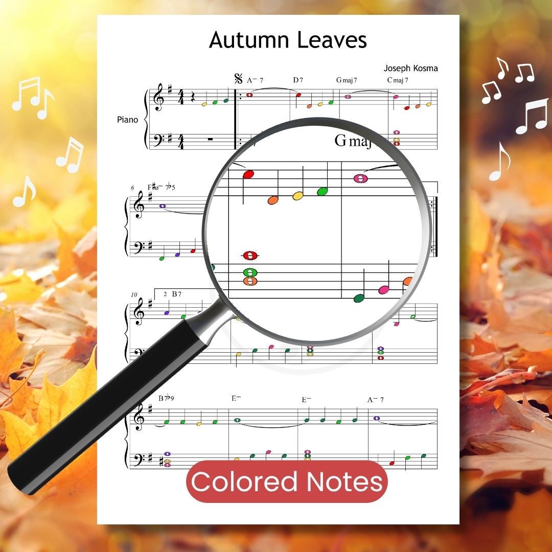 Autumn Leaves Piano Sheet - Grade 2-3 Intermediate Piano Music | Jazz Solo PDF & Video