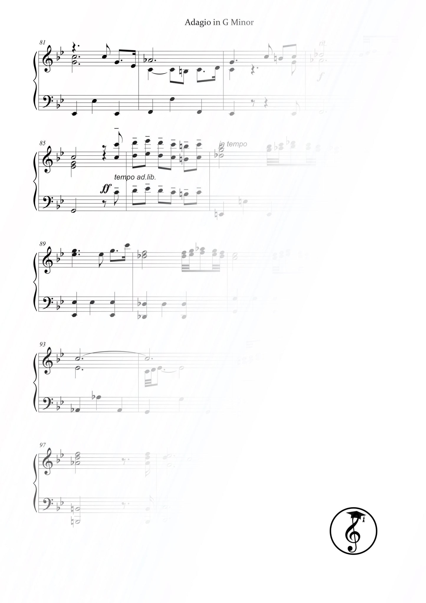 Adagio in G Minor Sheet Music – Grade 5 Piano Music | Professional Albinoni Arrangement PDF