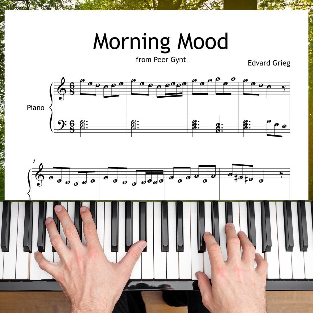 Morning Mood Piano Sheet - Simplified Grade 3–4 Classical Piano Piece | Peer Gynt Score PDF Download & Tutorial