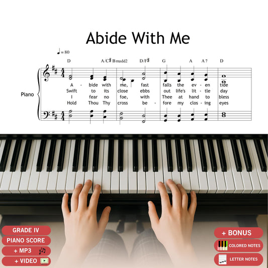 Abide With Me SATB choir and piano sheet music PDF, beautifully arranged for church services, funerals, and memorials.
Includes full hymn lyrics, clean engraving, and professional formatting for choirs and worship leaders.
