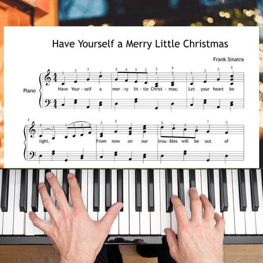 Educational piano sheet music with finger numbers for Have Yourself a Merry Little Christmas. Supports technical development and finger placement. Useful for conservatory-level instruction and festive skill-building.