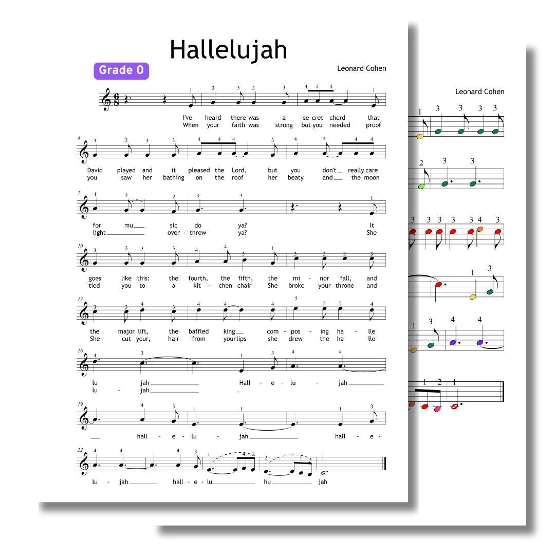 Hallelujah - Grade 0 Easy Christmas Piano Music PDF