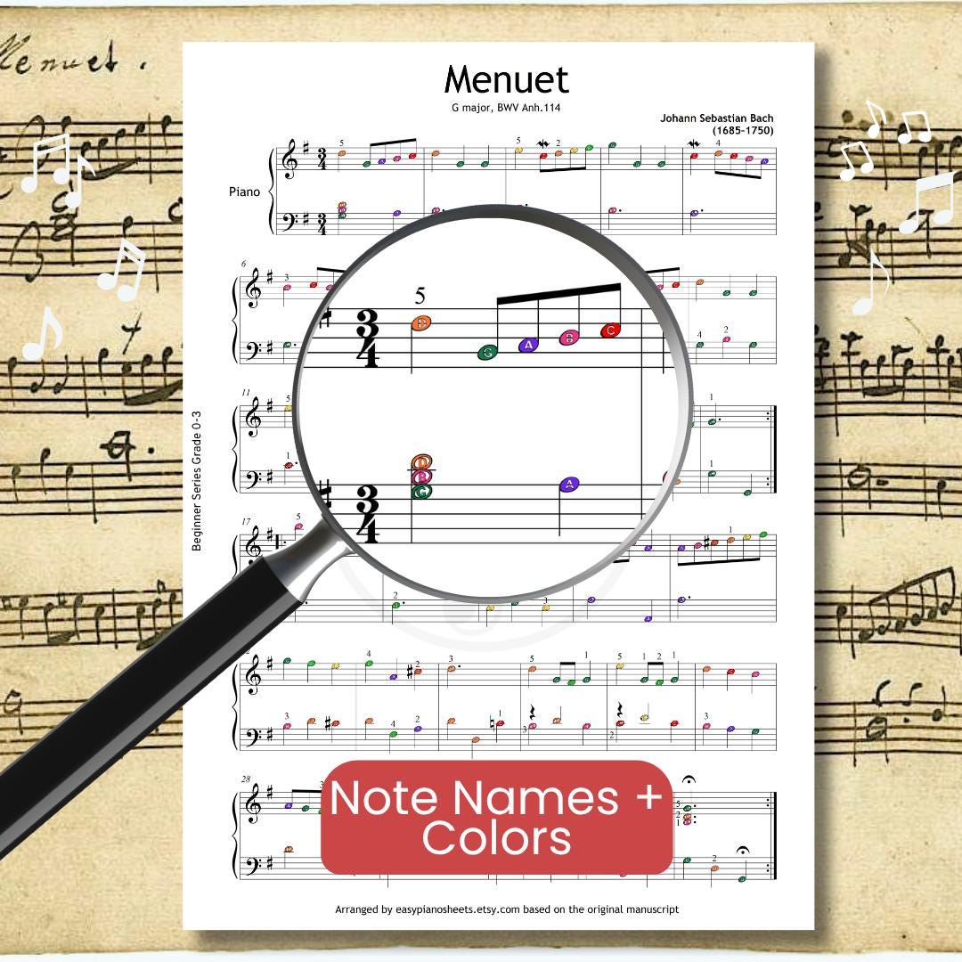 Bach Minuet in G Major - Grade 4 Piano Sheet PDF | Based on Original Manuscript