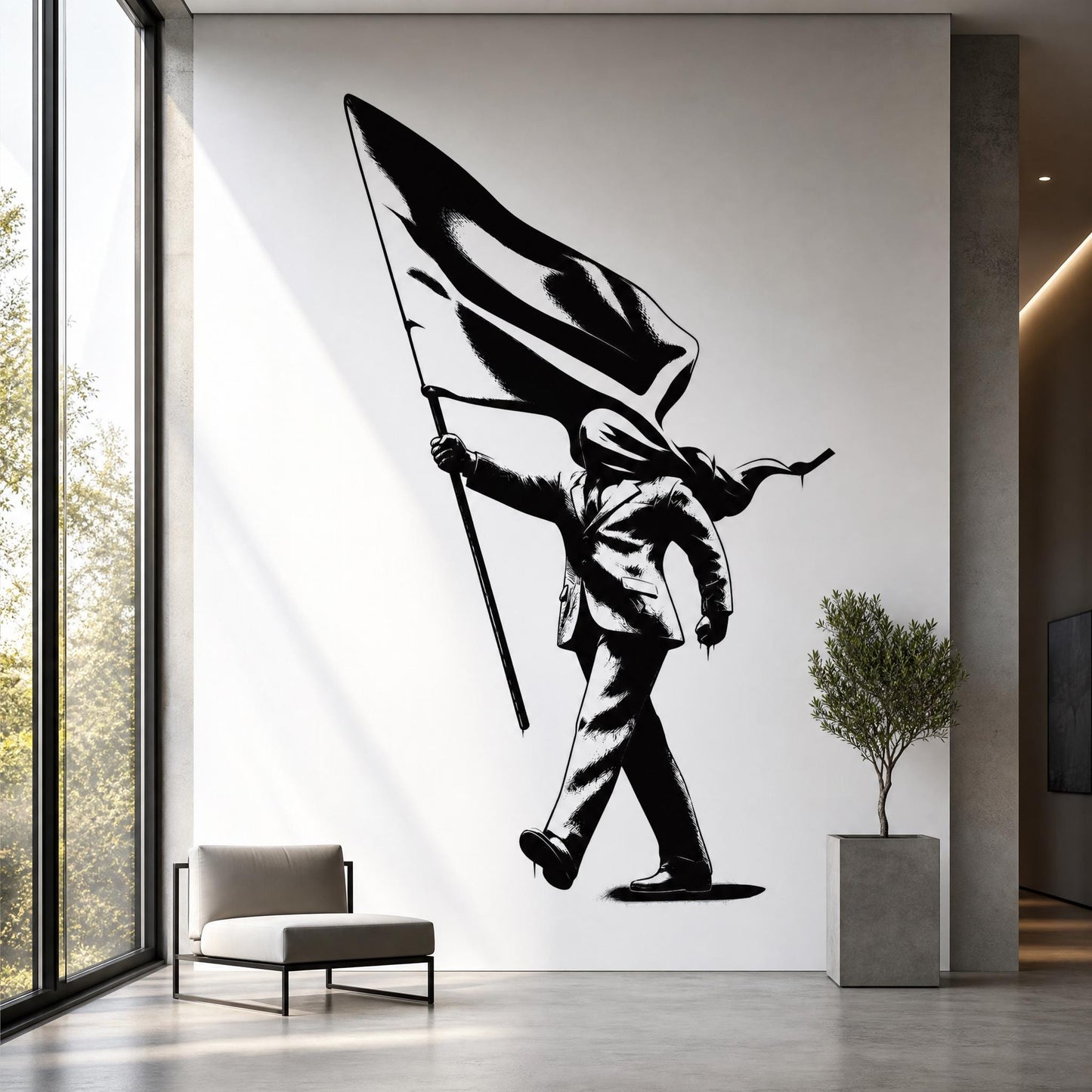 Blind Patriotism wall art printable Banksy inspired stencil artwork with powerful symbolism and clean design, ideal for contemporary decor and statement spaces