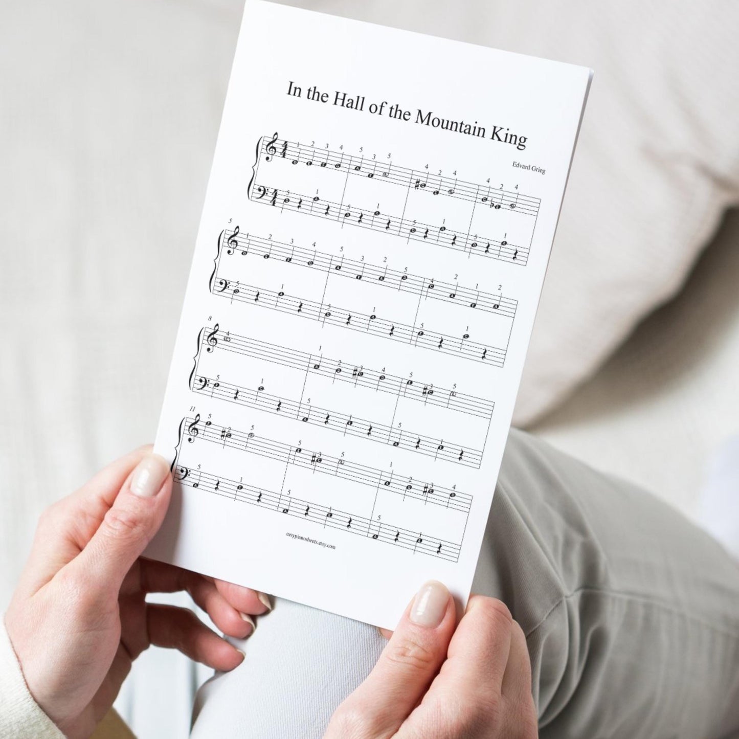 In the Hall of the Mountain King – Very Easy Piano Sheet Music (Digital Download with Finger Numbers)
