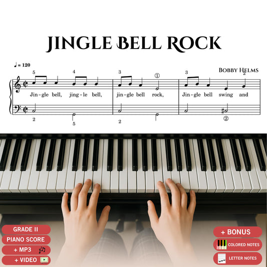 Jingle Bell Rock | Grade 2 Piano Arrangement PDF + Video Tutorial - Easy Piano Sheet Music
