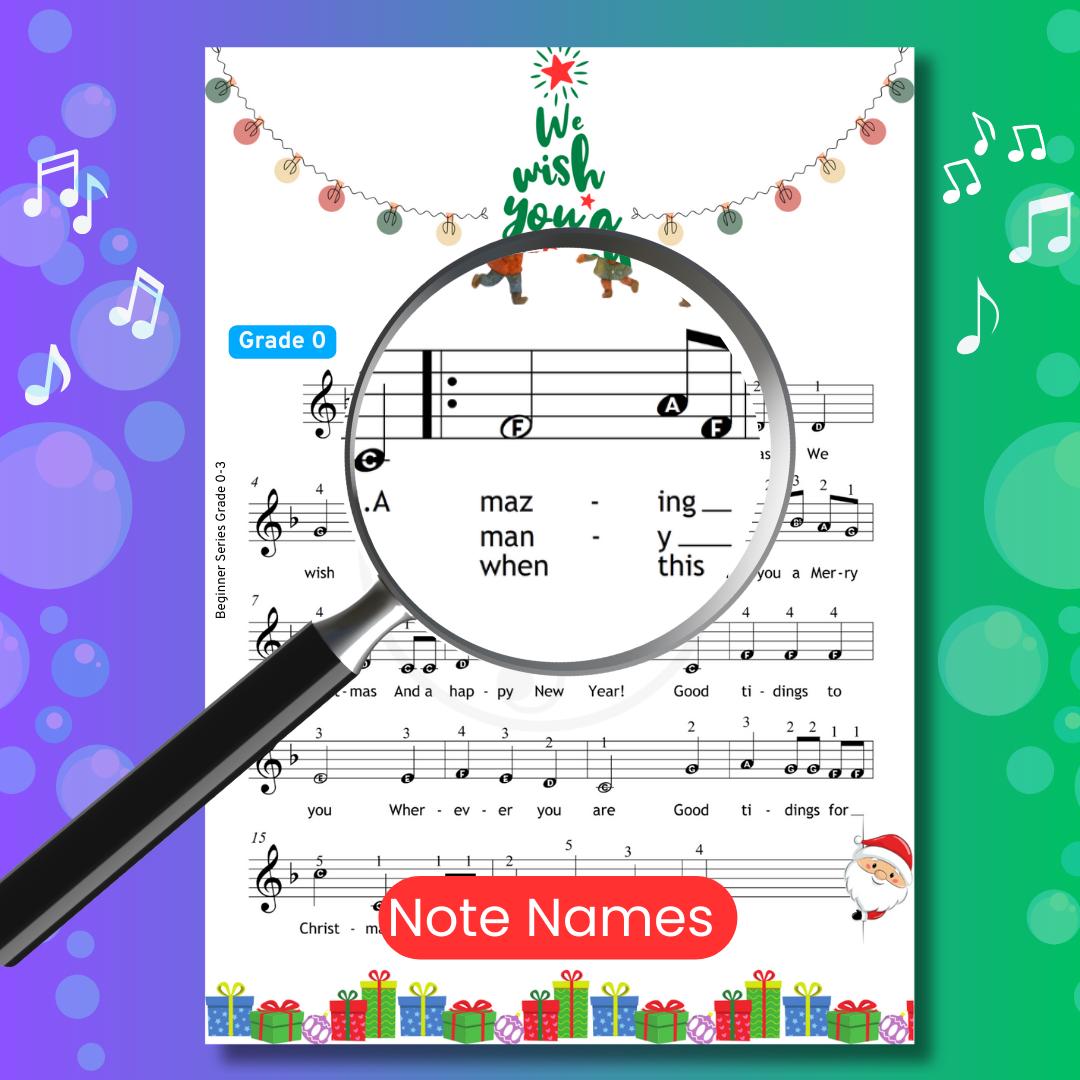 We Wish You A Merry Christmas | Easy Holiday Songs With Color Coded Notes & Tutorial Video Beginner Piano Sheet Music