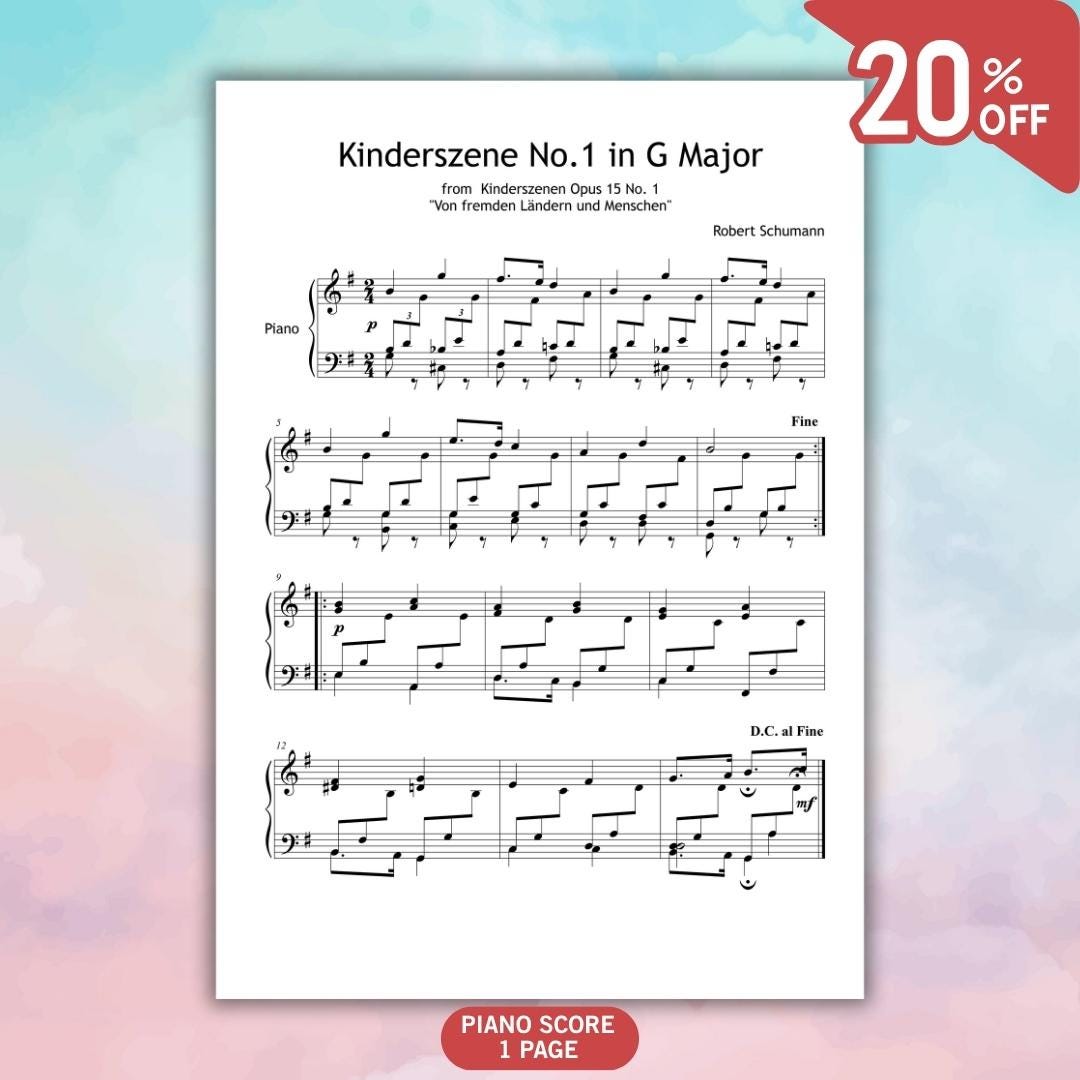 Kinderszene Piano Sheet - Simplified Grade 3-4 Classical Piano Score PDF Download