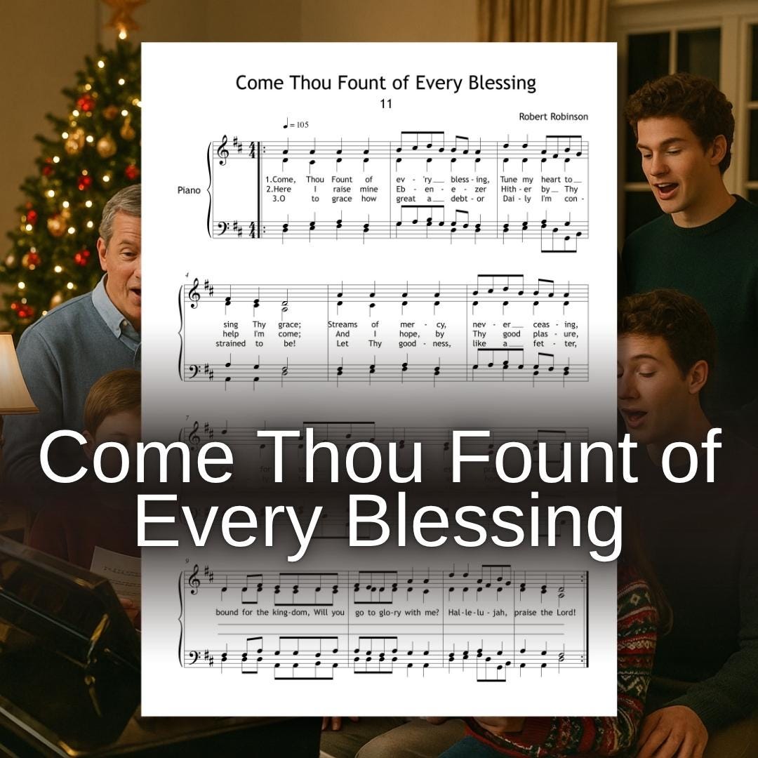 Come Thou Fount of Every Blessing | SATB Choir Sheet Music Printable Hymn Score PDF