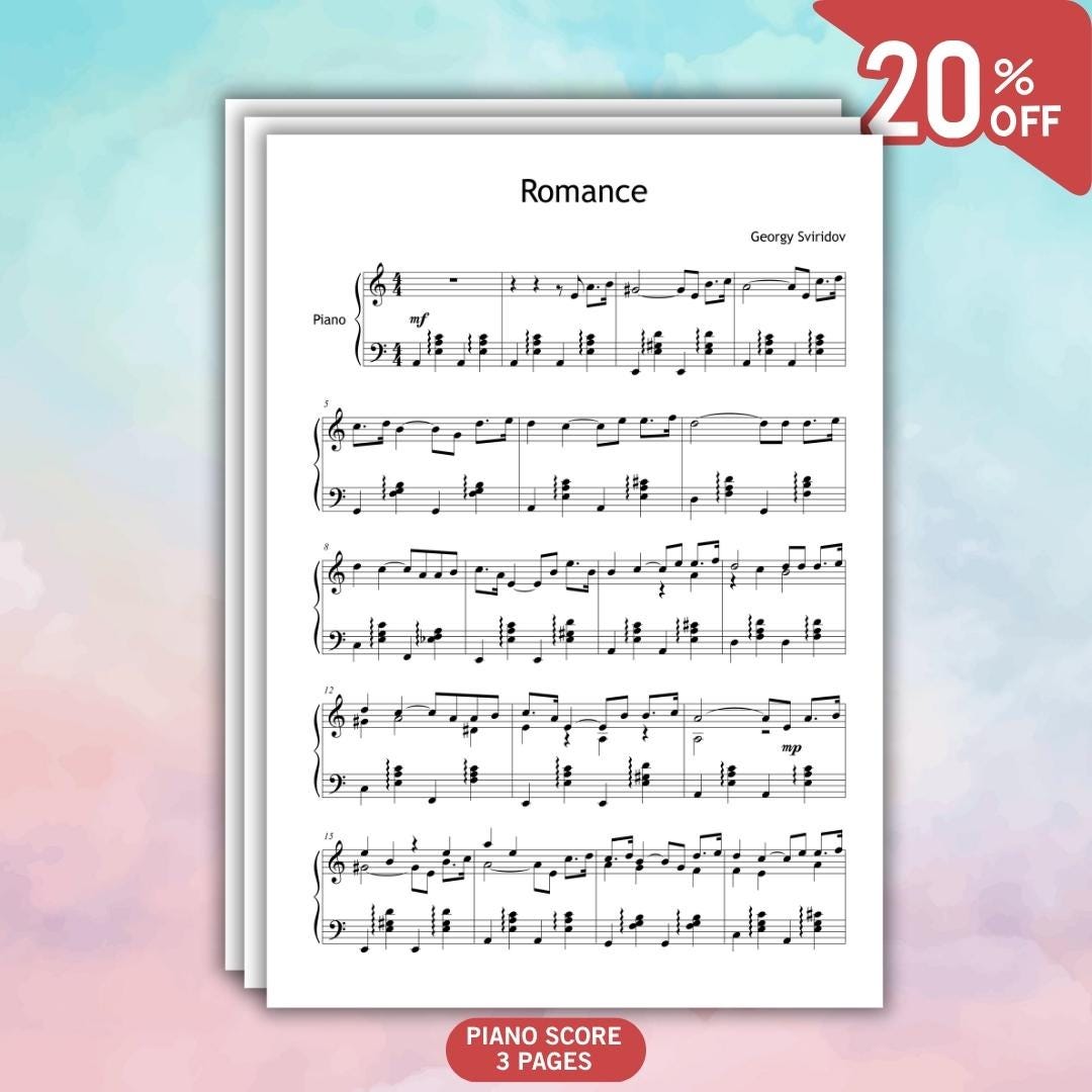 Romance from Snowstorm by Georgy Sviridov | Intermediate Romantic Piano Piece with Color-Coded Notes
