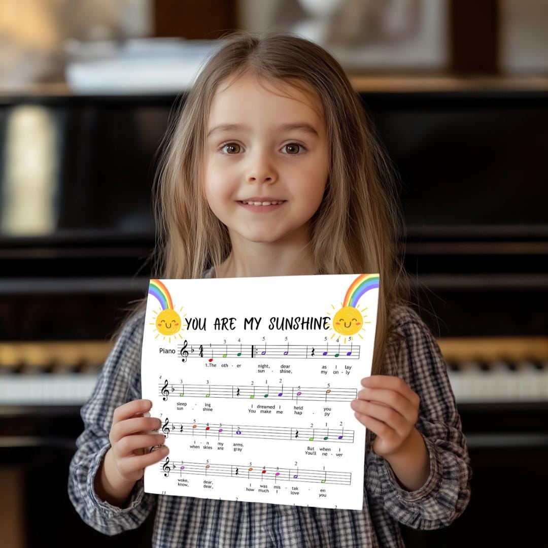 You Are My Sunshine | Color Coded Notes & Video Tutorial for Preschool Kids