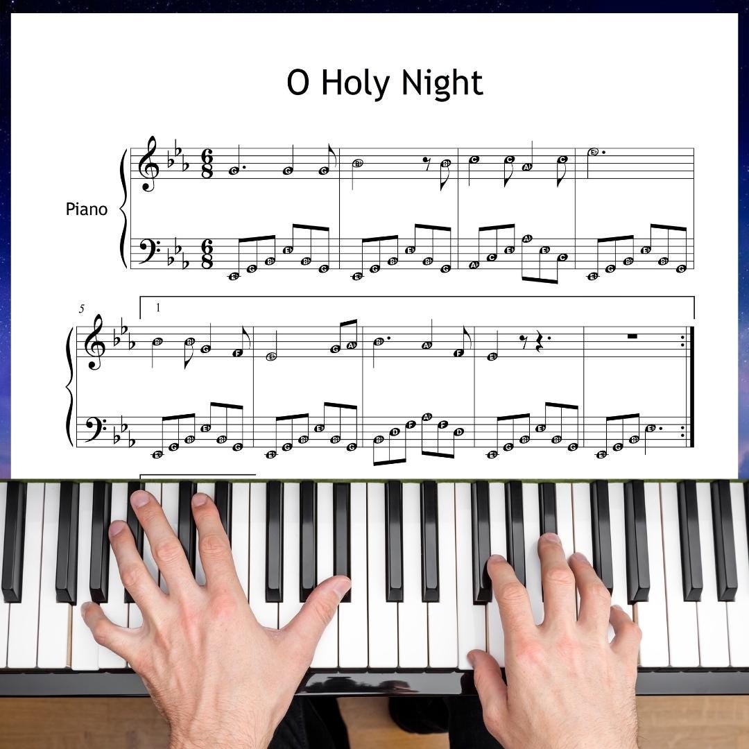 O Holy Night Christmas Carol PDF Grade 3–4 Colored Notes