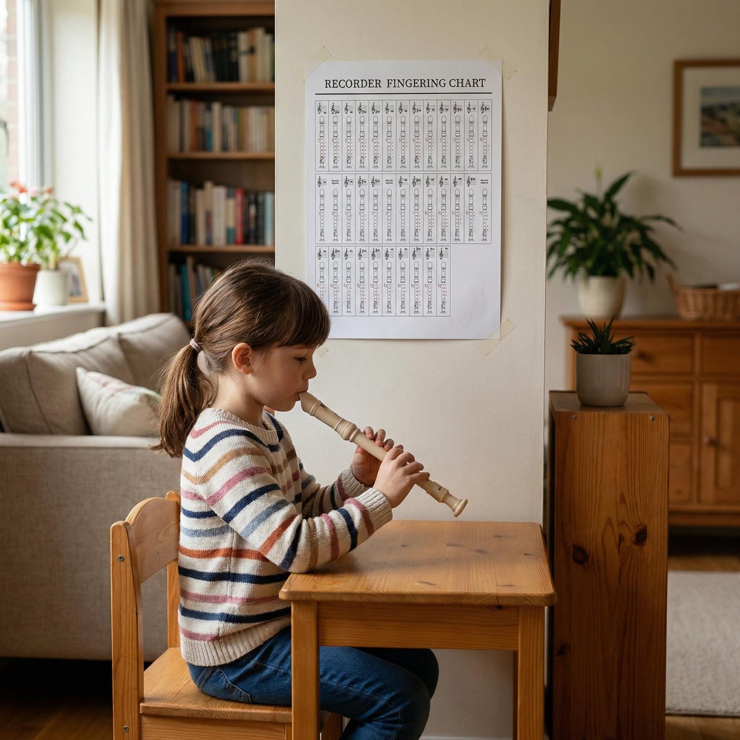 Recorder Fingering Chart – Beginner Music Poster | Printable PDF & Digital Download