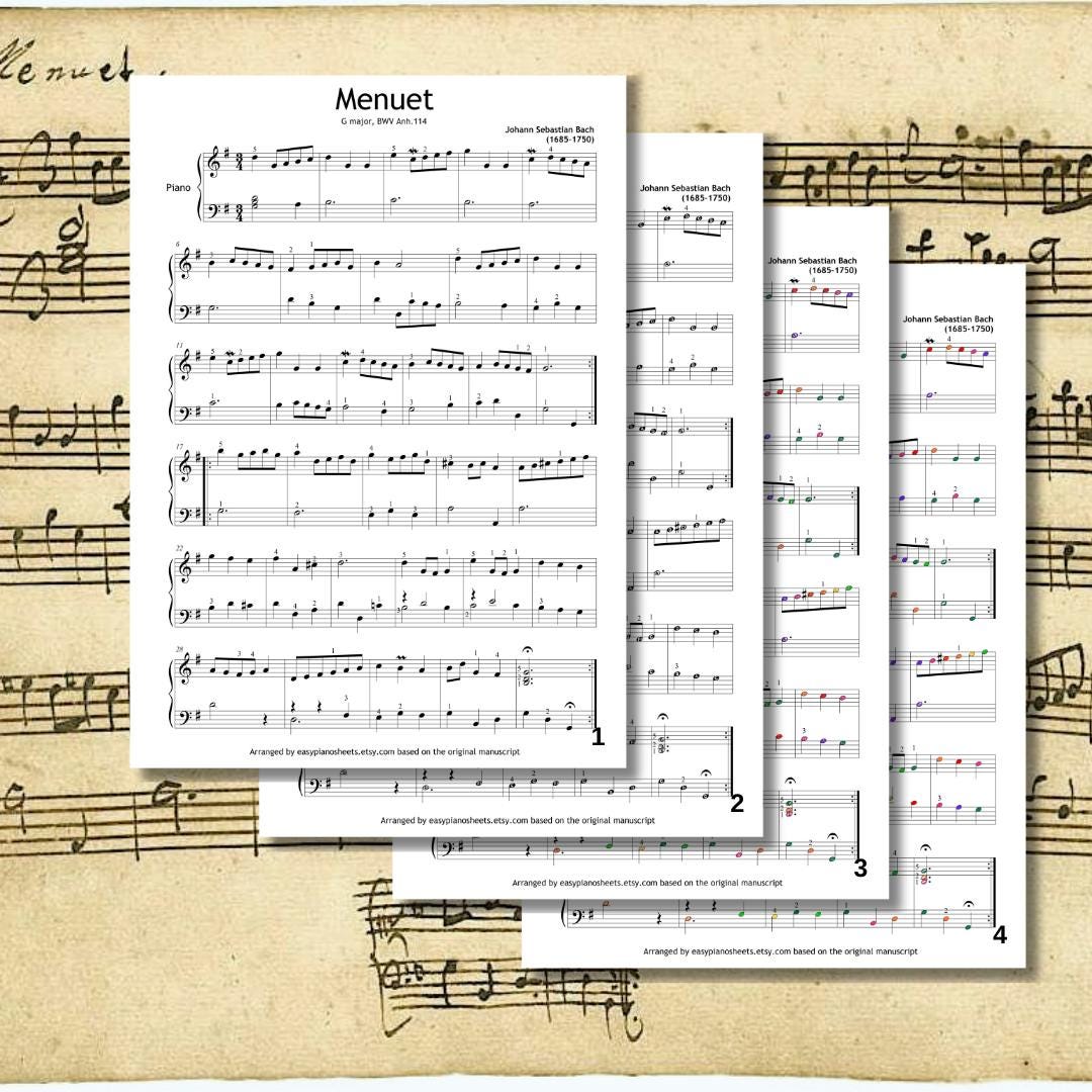 Bach Minuet in G Major - Grade 4 Piano Sheet PDF | Based on Original Manuscript