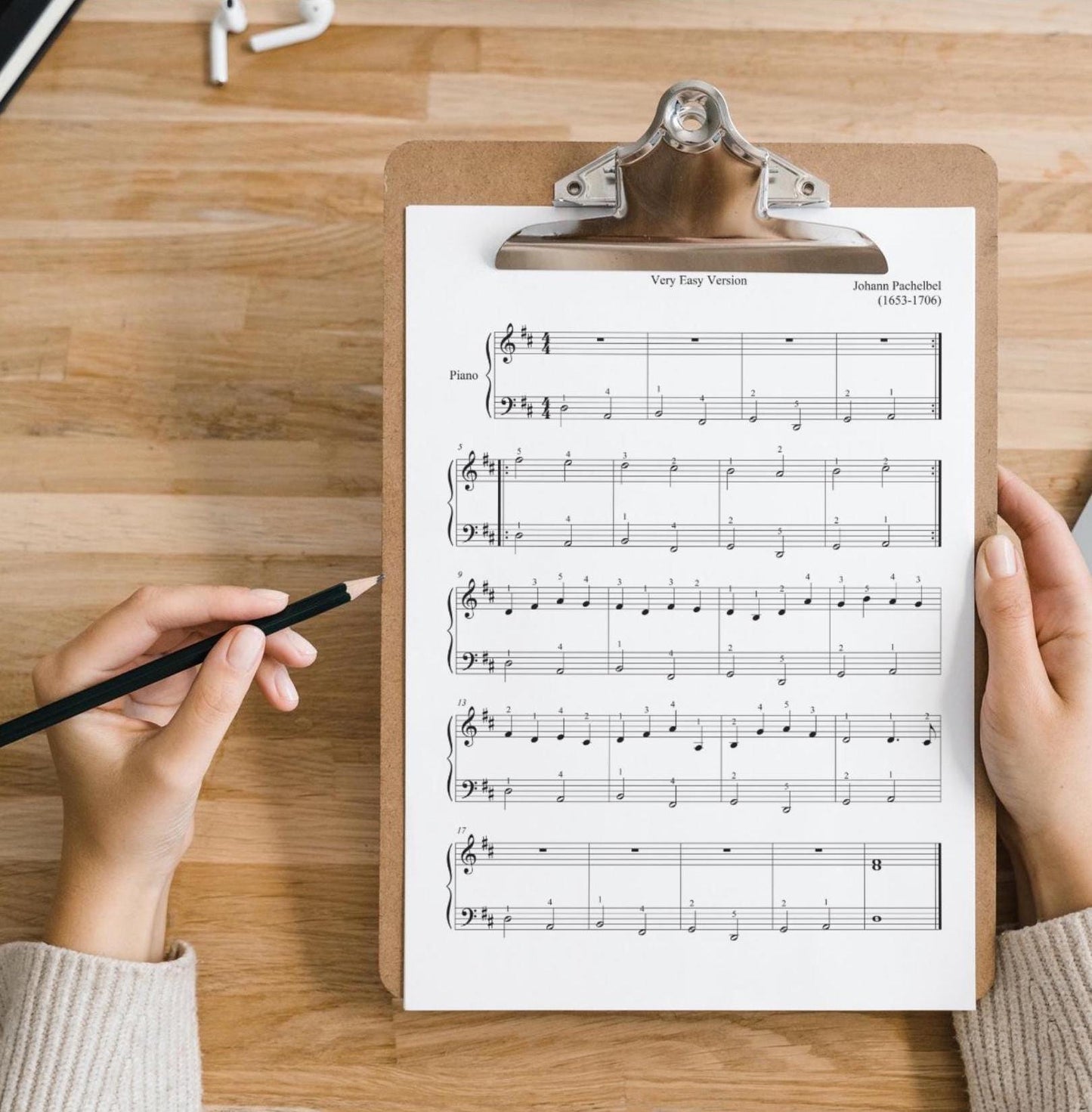 Canon by Pachbell - Beginner Piano Sheet Music (bonus with violin and flute part)