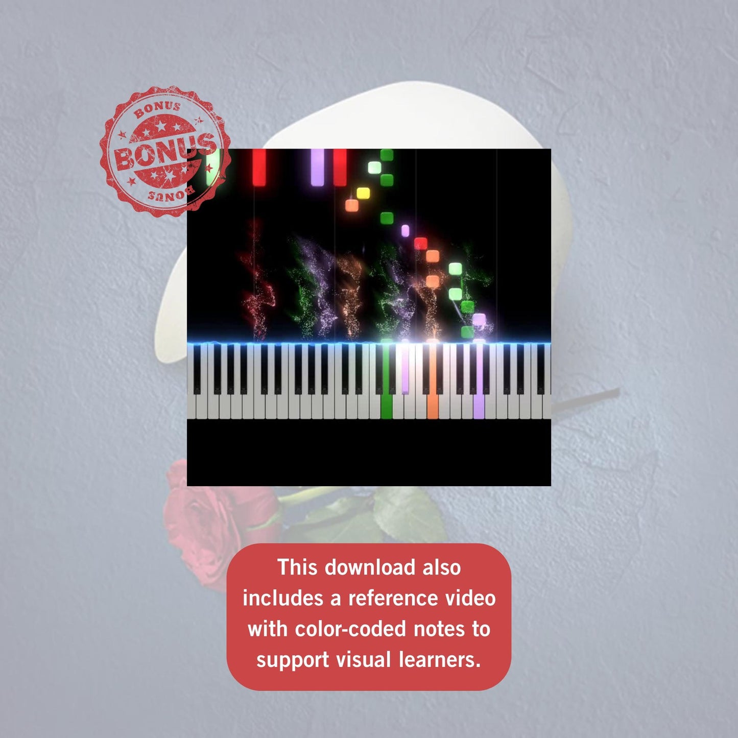 Grade 1–2 simplified piano sheet music Phantom of the Opera Halloween edition by Andrew Lloyd Webber, beginner-friendly PDF with clear layout, note names, color notes, MP3 reference, and MP4 tutorial.