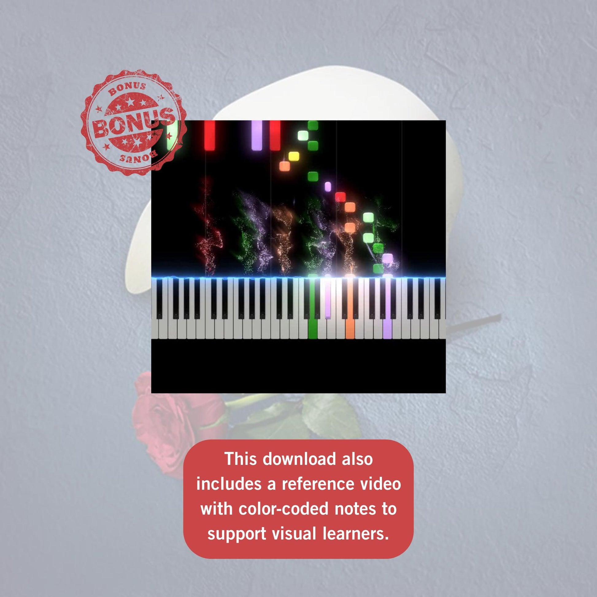 Grade 1–2 simplified piano sheet music Phantom of the Opera Halloween edition by Andrew Lloyd Webber, beginner-friendly PDF with clear layout, note names, color notes, MP3 reference, and MP4 tutorial.