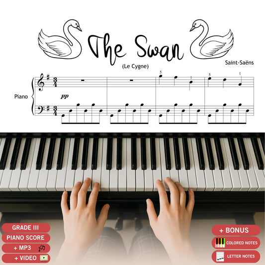 The Swan Piano Sheet - Grade 3 Piano Score | Saint Saens Simplified Music PDF Download