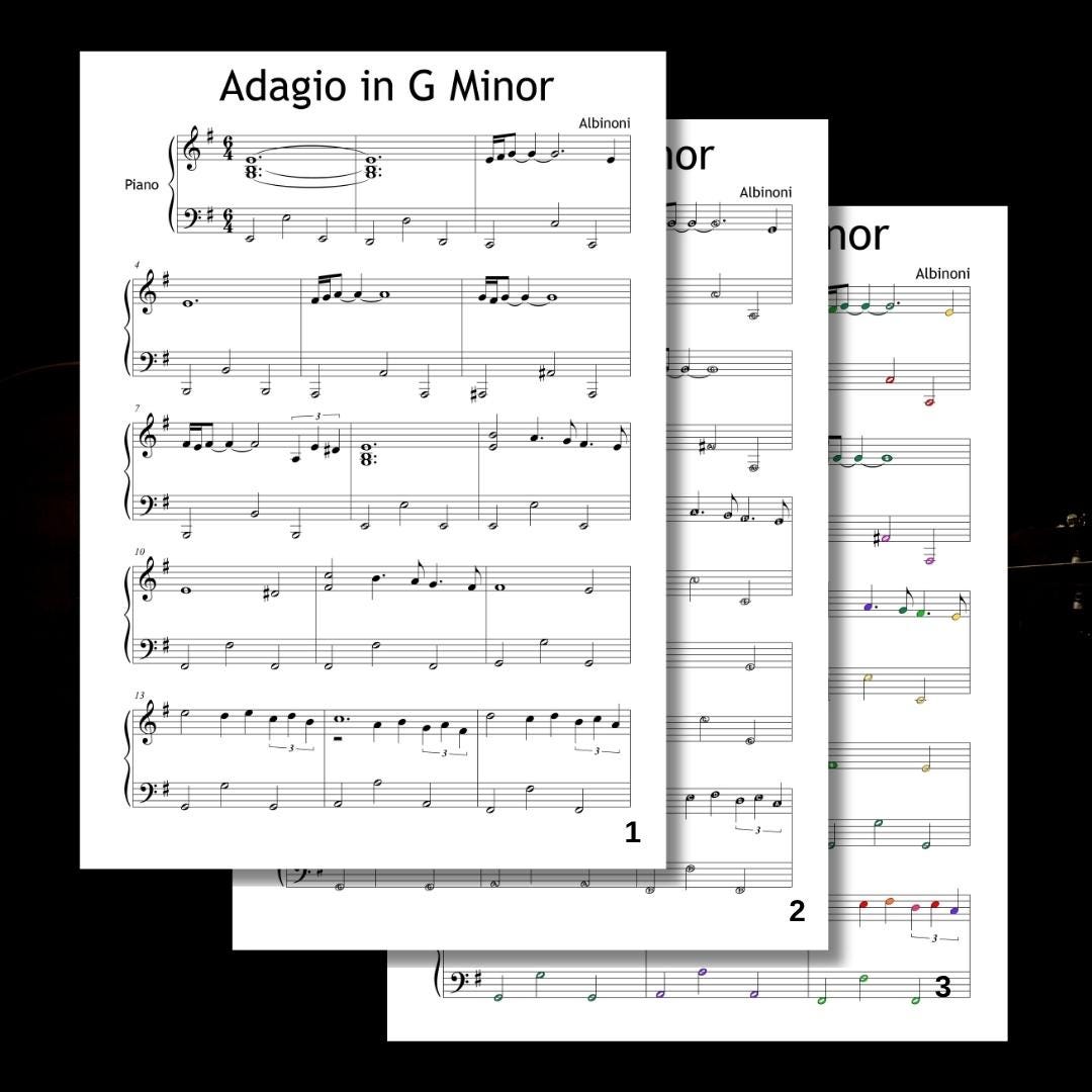 Adagio in G Minor - Tomaso Albinoni | Grade 3 Simplified Piano Sheet Music PDF Download