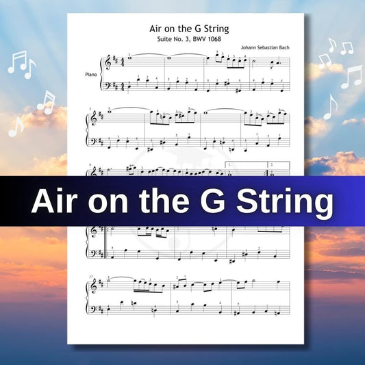 Bach Piano Sheet Music – Air on G String Simplified Grade 4 Piano Score