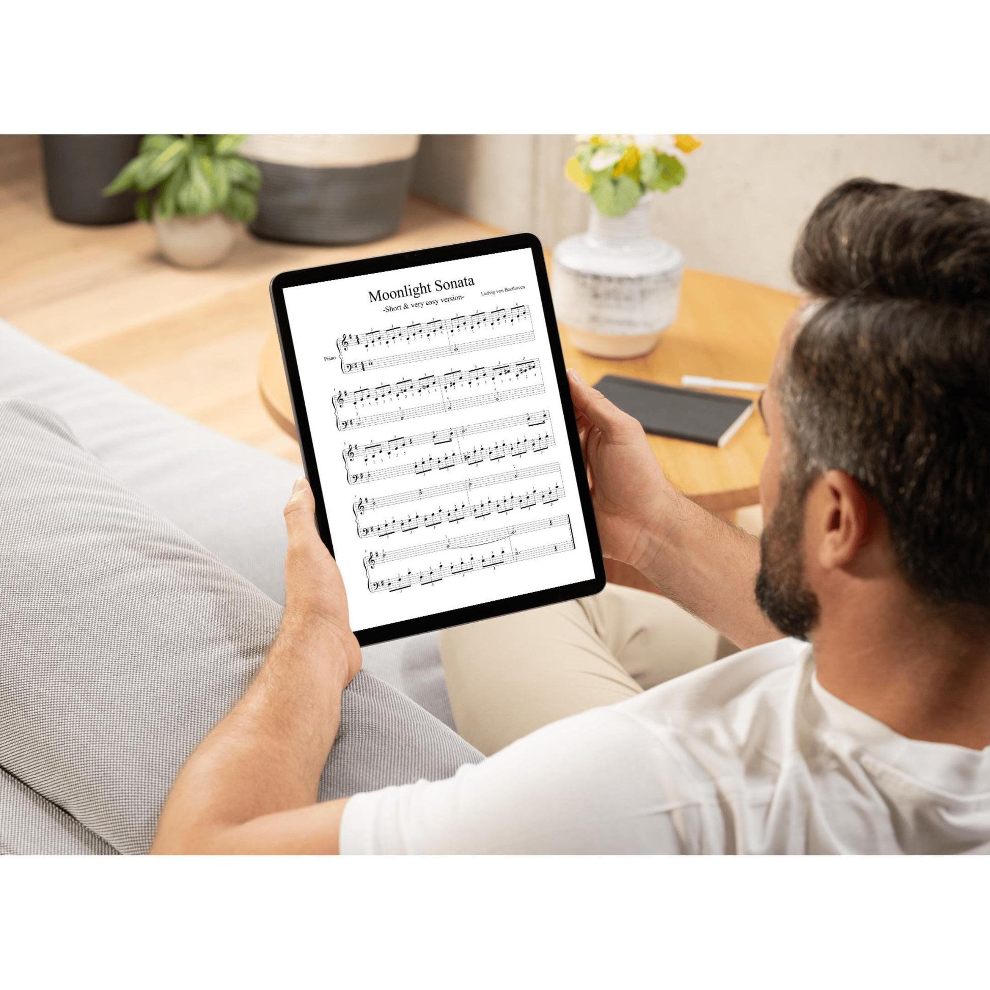 Moonlight Sonata - Beethoven - Short & Very Easy Piano Sheets - Digital Download - with finger numbers - for beginner
