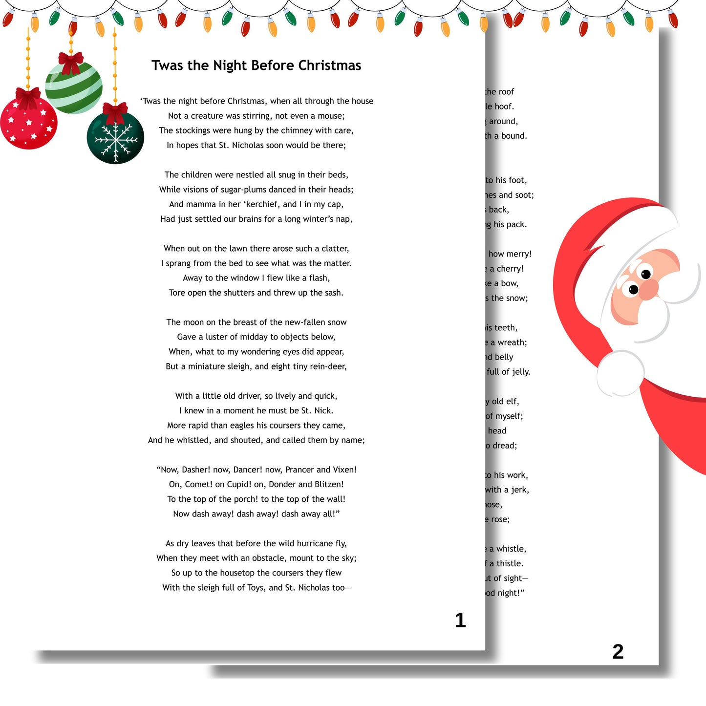 Twas the Night Before Christmas - Grade 0 Simplified Very Easy Piano Sheet | Color Notes Christmas Music