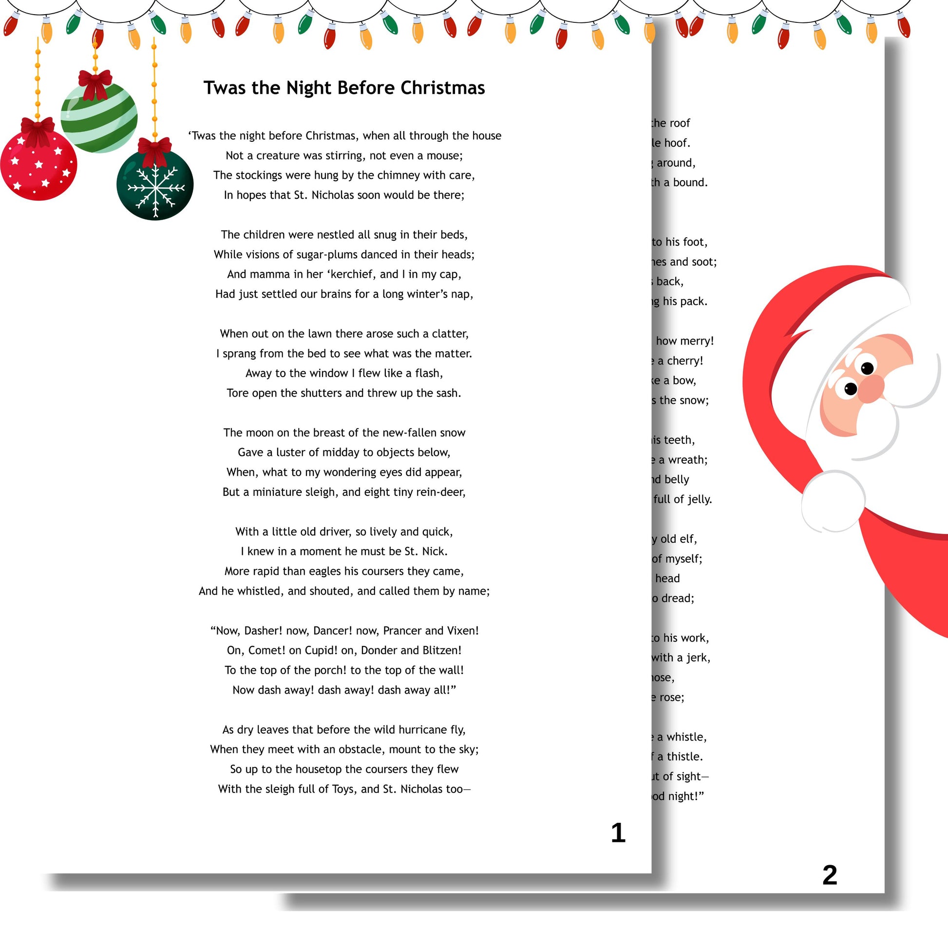 Twas the Night Before Christmas - Grade 0 Simplified Very Easy Piano Sheet | Color Notes Christmas Music
