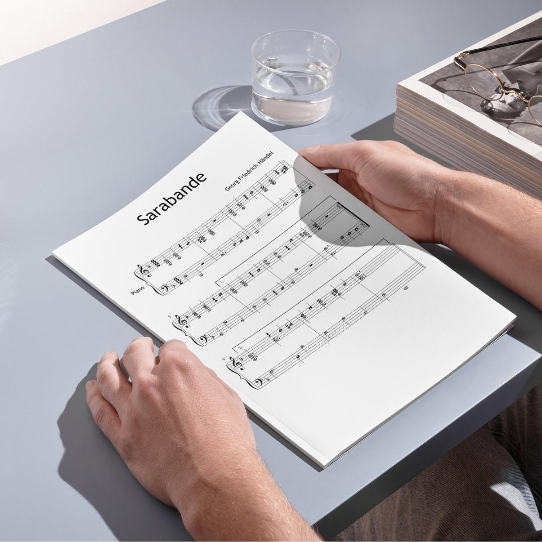 Sarabande by Handel - Simplified Piano Sheet with Colored Notes & Video Lesson