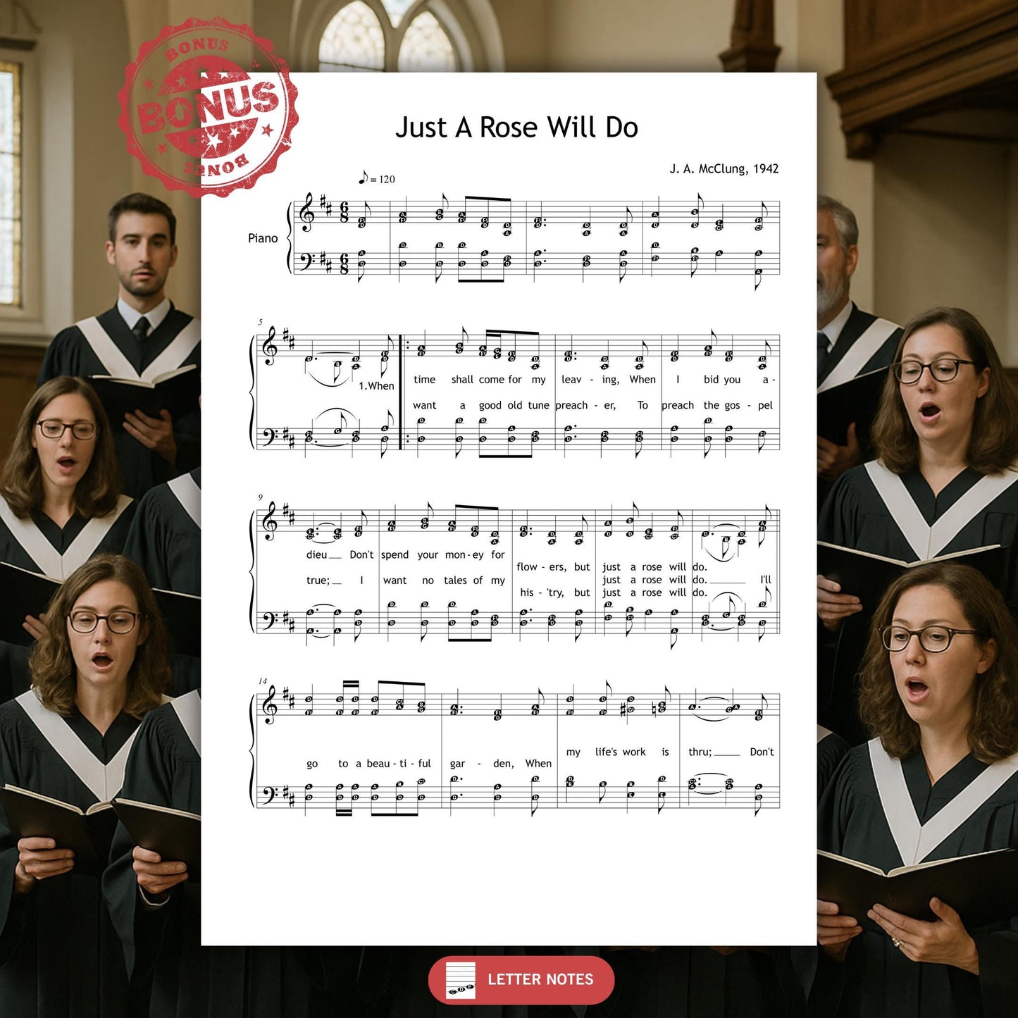 Just a Rose Will Do - J. A. McClung | SATB Choir and Piano Accompaniment PDF Download