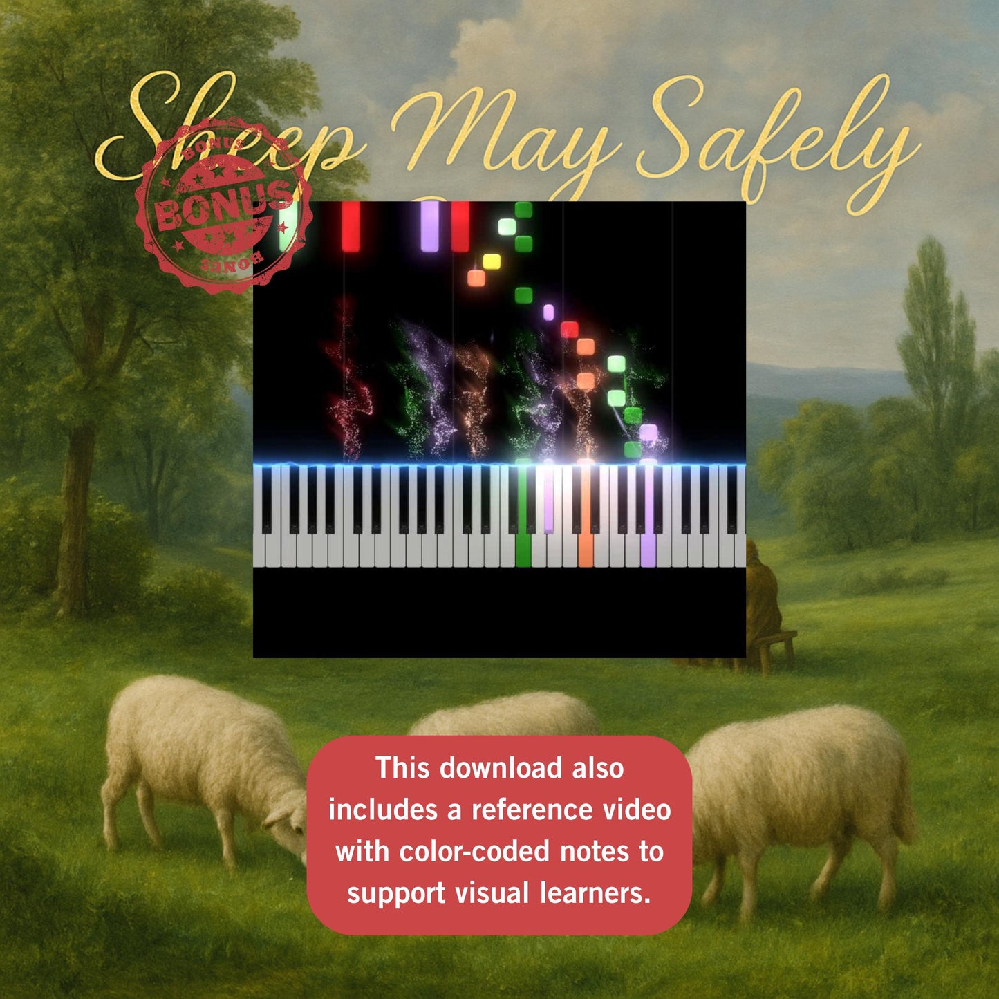 Sheep May Safely Graze simplified piano score in PDF format for early learners.
Perfect for Grade 2–3 pianists studying classical works with clear and uncluttered notation.