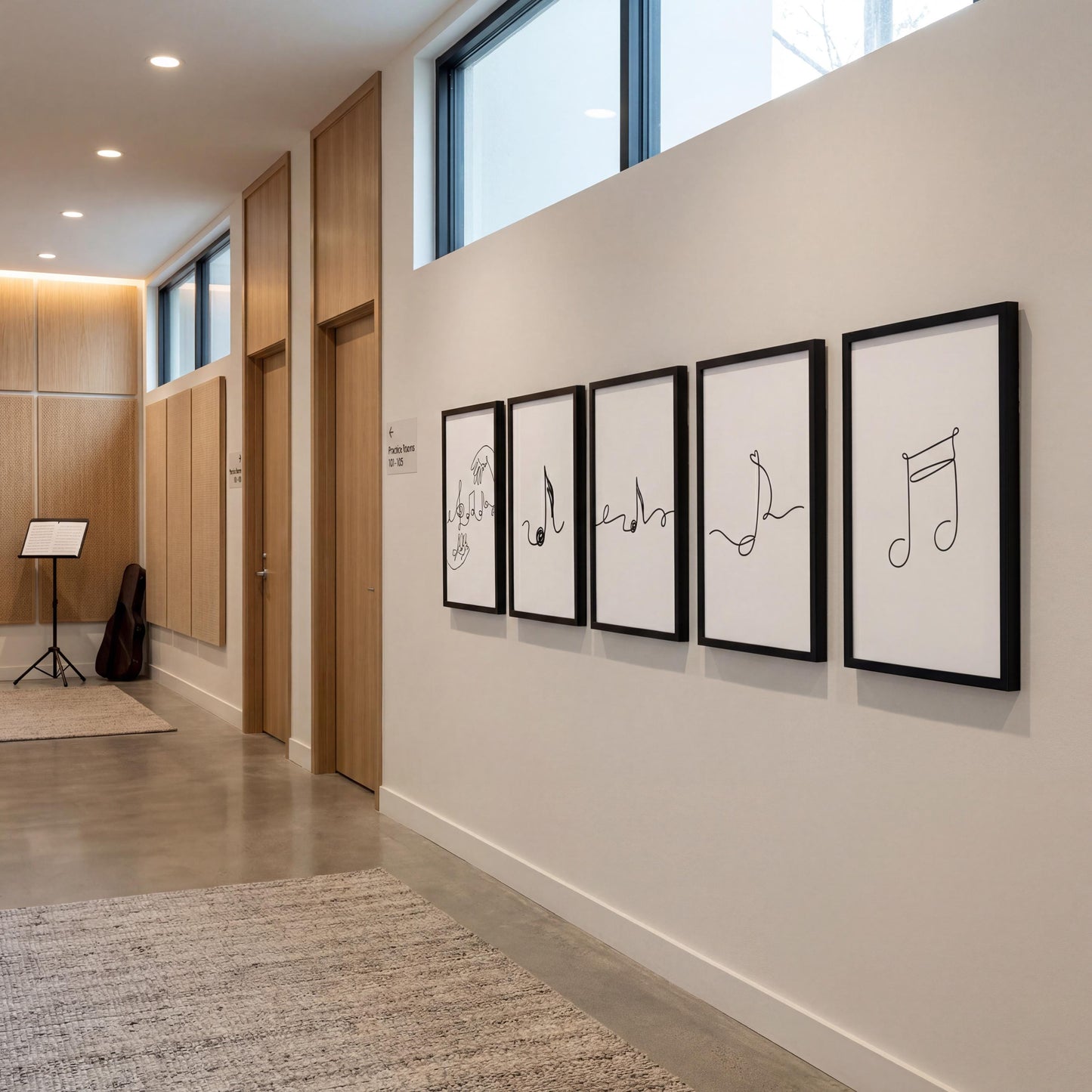 Music-themed line art wall prints printable with a clean monochrome aesthetic, created to inspire musicians and students in modern learning and creative environments.