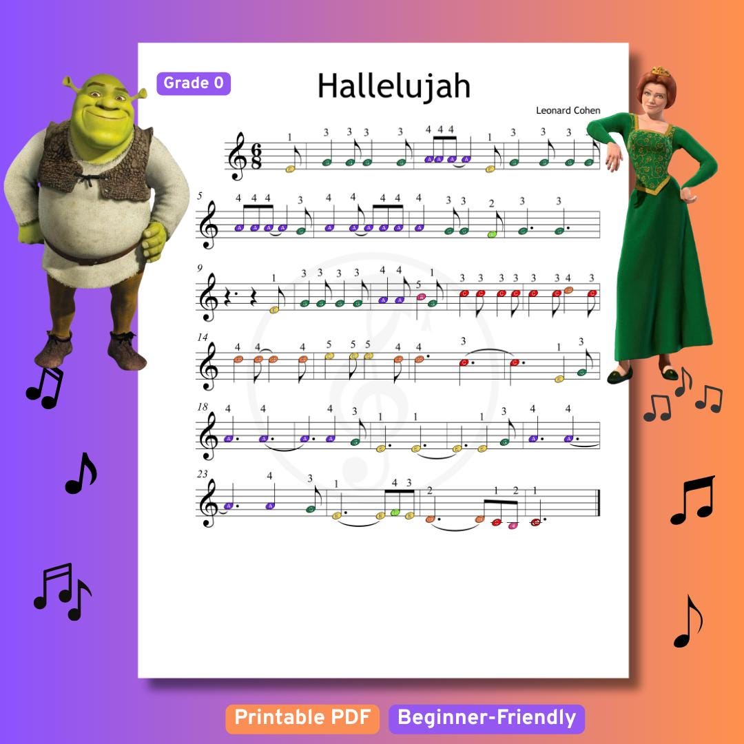 Hallelujah - Grade 0 Easy Christmas Piano Music PDF