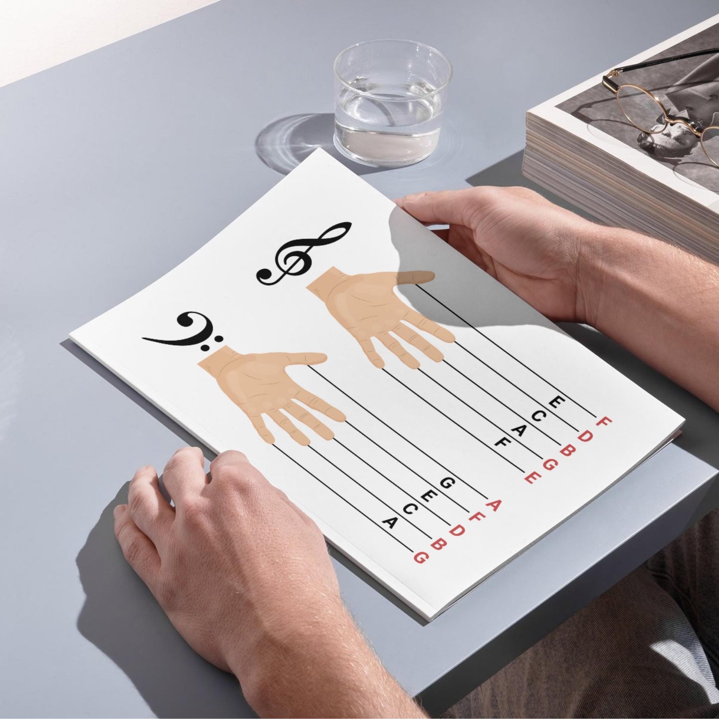 Beginner Music Notes Chart Printable, Treble Clef Bass Clef Staff Notes, Kids Piano Learning Poster, Montessori Music