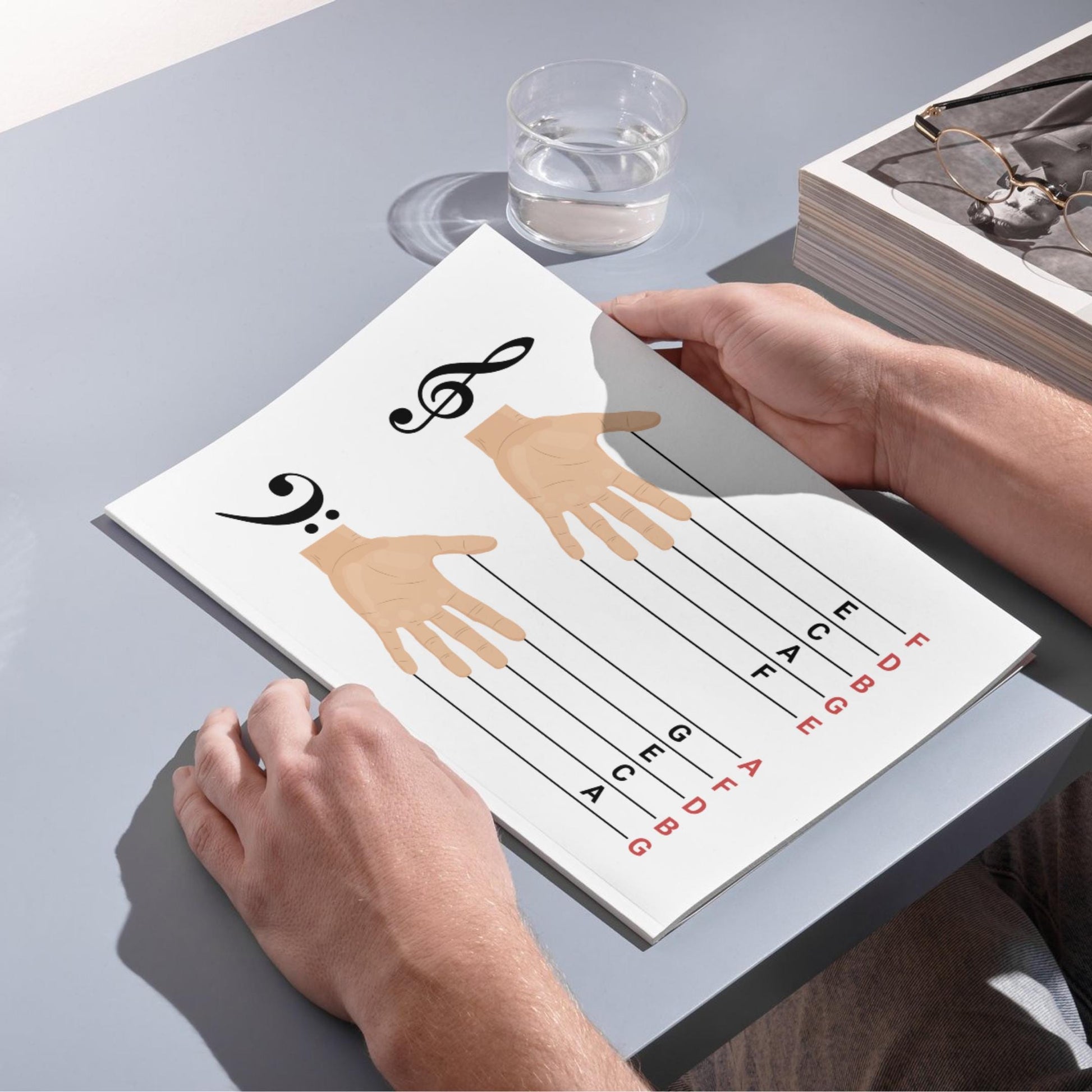 Beginner Music Notes Chart Printable, Treble Clef Bass Clef Staff Notes, Kids Piano Learning Poster, Montessori Music