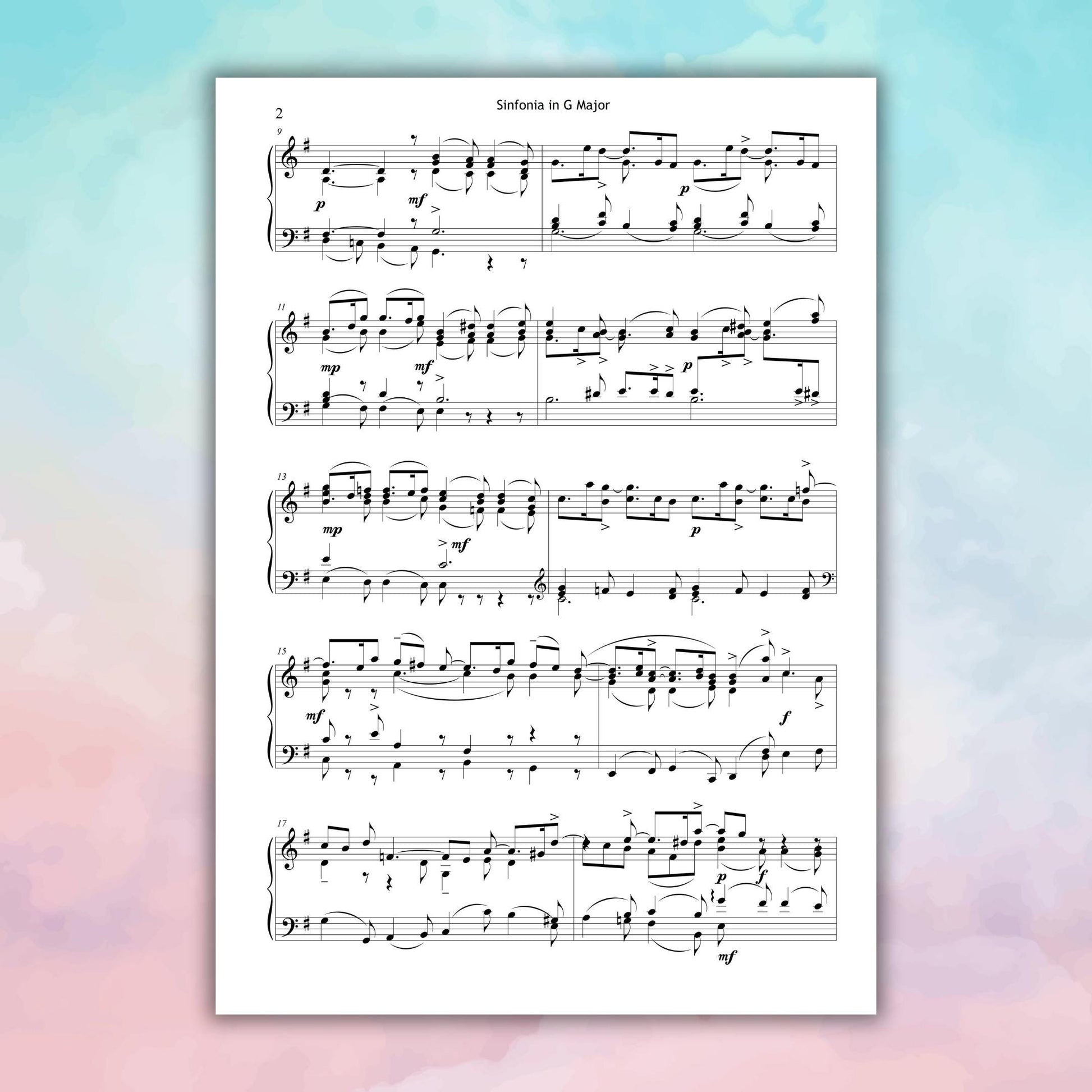 Christmas Oratorio by J. S. Bach Sinfonia in G Major BWV 248 arranged for piano, digital download PDF and PNG, high-resolution and tablet-optimized files, performance-ready score for advanced pianists and teachers.