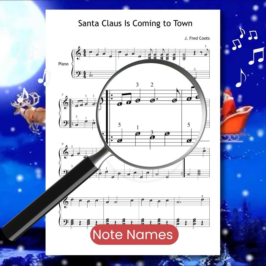 Santa Claus Is Coming to Town | Grade 3 Holiday Piano Tutorial PDF