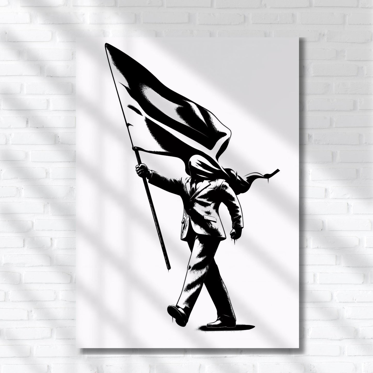 Blind Patriotism street art inspired poster printable minimalist black and white conceptual artwork, modern digital download for creative studios and urban interiors