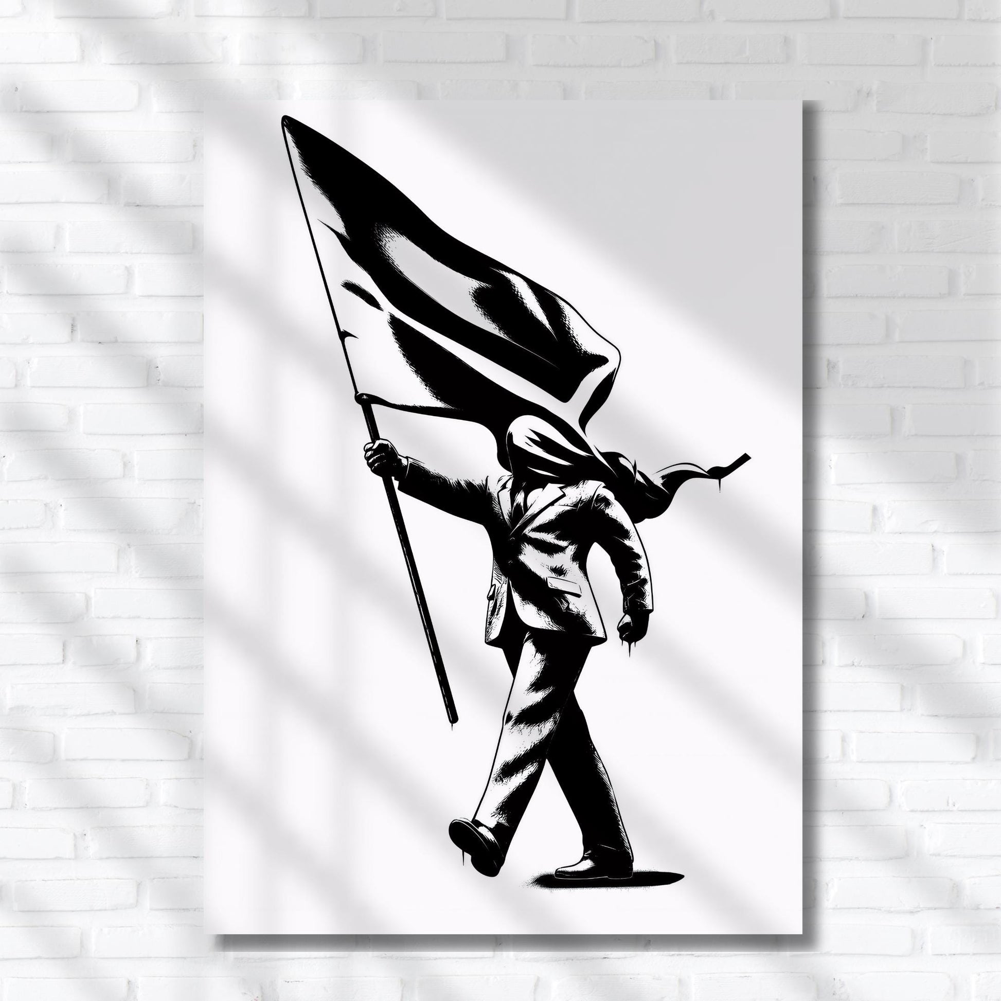 Blind Patriotism street art inspired poster printable minimalist black and white conceptual artwork, modern digital download for creative studios and urban interiors