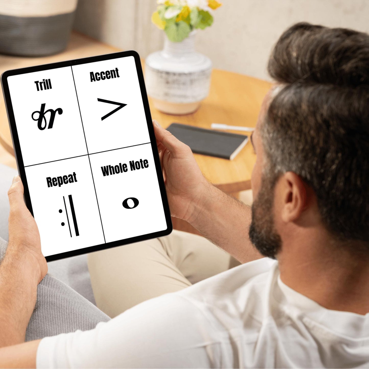 High-quality printable music flash cards with crisp notation, perfect for laminating for long-term classroom use, A4 sheets include clefs, note values, rests, fermata, crescendo hairpins, and accent symbols, designed for piano, strings, choir, and band programs seeking a polished visual resource.

Digital music symbols flash card bundle, instant access PDF and PNG, print front and back for self-quizzing, includes treble/bass clef identification, meter signatures, articulation