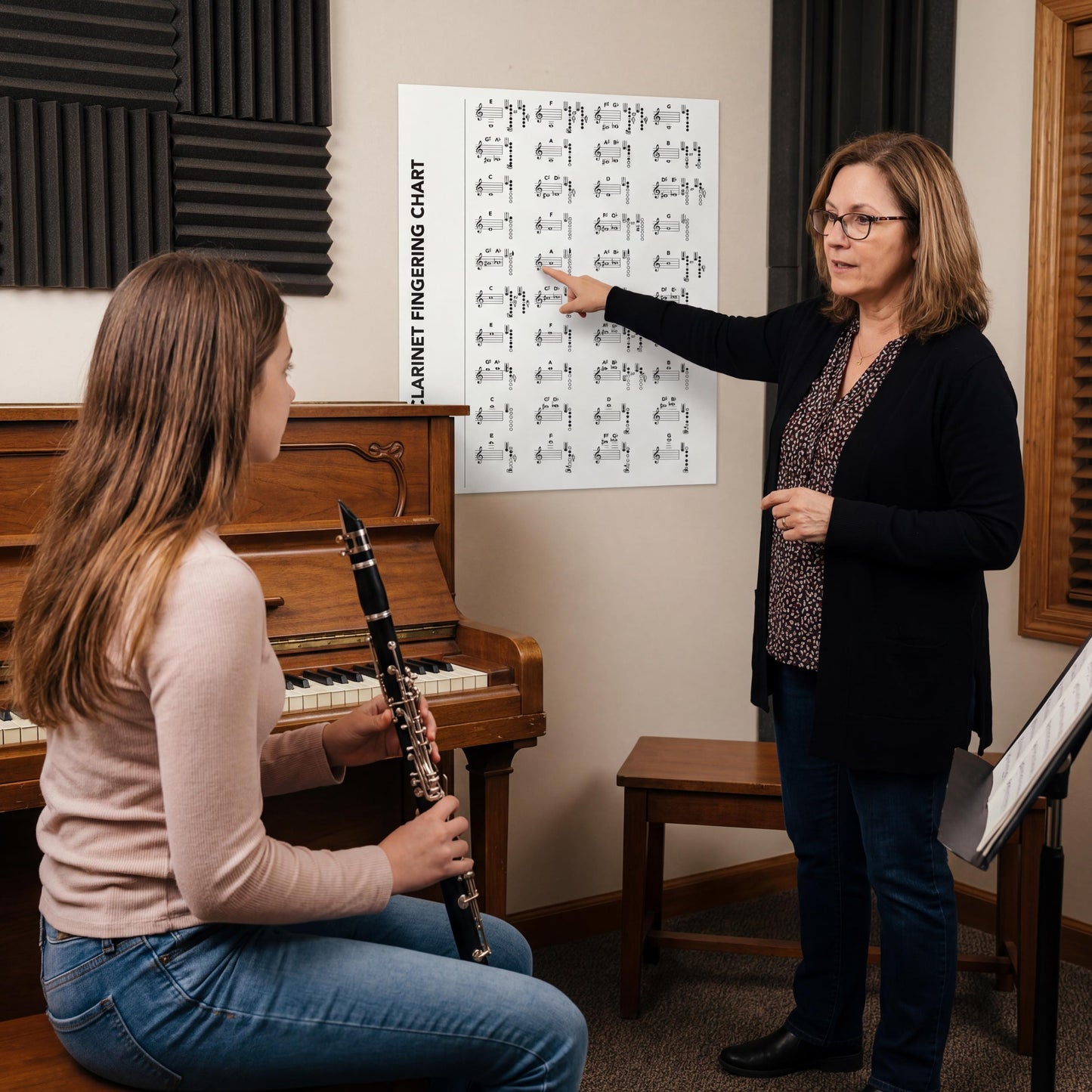 Clarinet Fingering Chart - Printable Clarinet Chart & Easy Note Diagram Poster