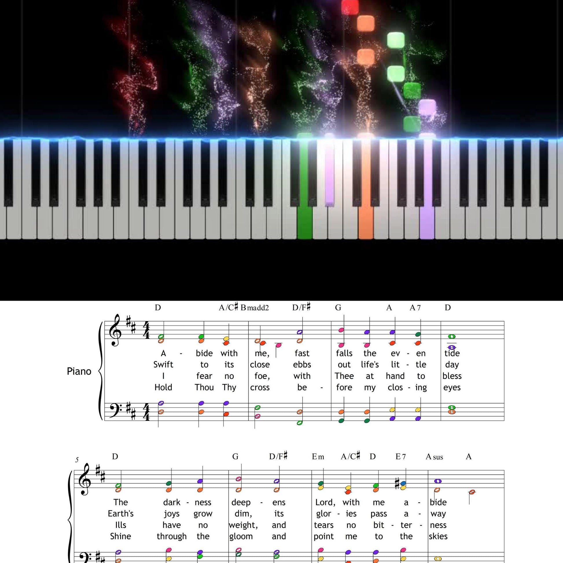 Downloadable choral sheet music for Abide With Me arranged for SATB voices with piano accompaniment.
Perfect for evening services, spiritual reflection, and comforting performances of faith.

Abide With Me arranged for four-part choir (Soprano, Alto, Tenor, Bass) and piano.
Printable PDF includes full lyrics and clean layout for solemn yet hopeful performances.