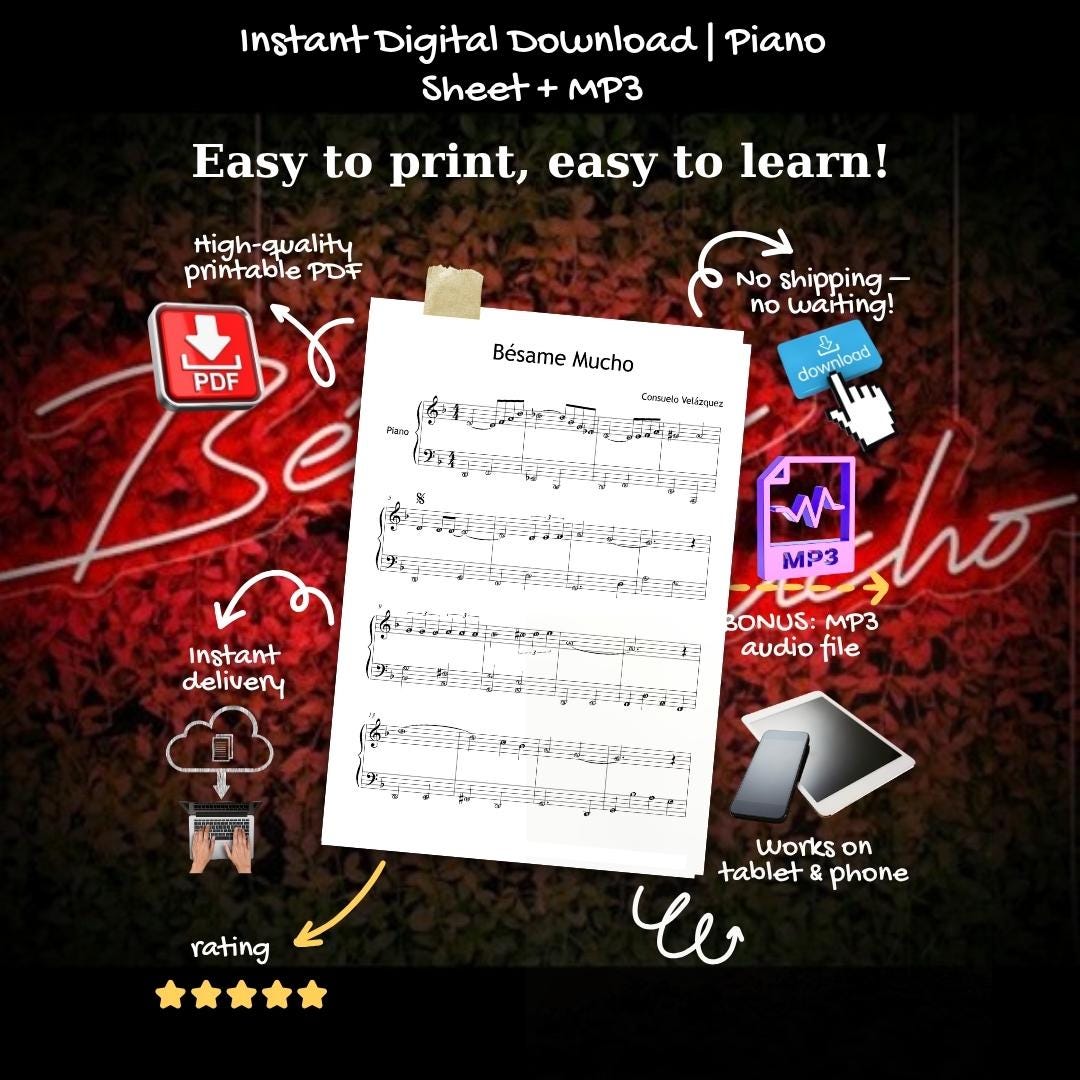 Besame Mucho Sheet Music – Romantic Latin Piano Ballad PDF with Video Guide