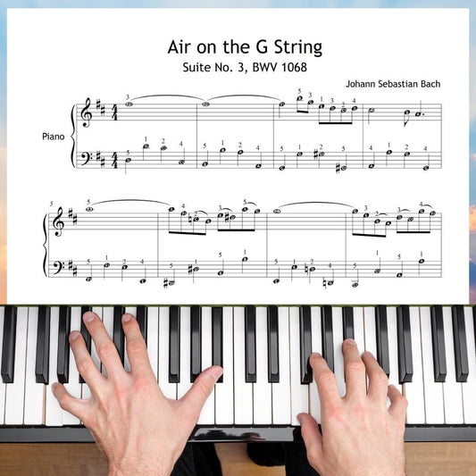 Bach Piano Sheet Music – Air on G String Simplified Grade 4 Piano Score