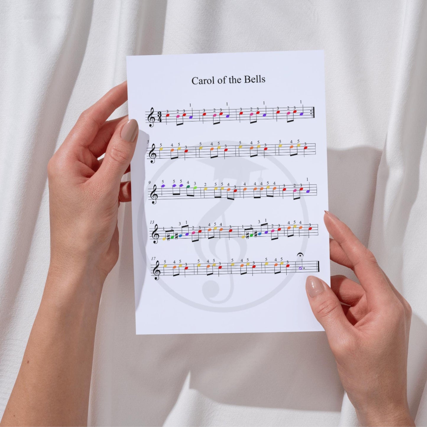 Carol of the Bells - Grade 0 - Easy Piano Sheet for Beginners | Colorful Notes + Finger Numbers | Educational Piano Resource