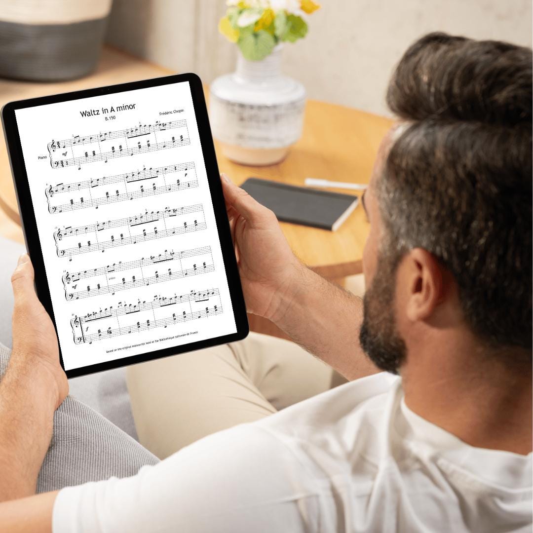 Chopin Waltz in A Minor - Romantic Piano Sheet Music PDF | Grade 5-6 | Based on Original BnF Manuscript
