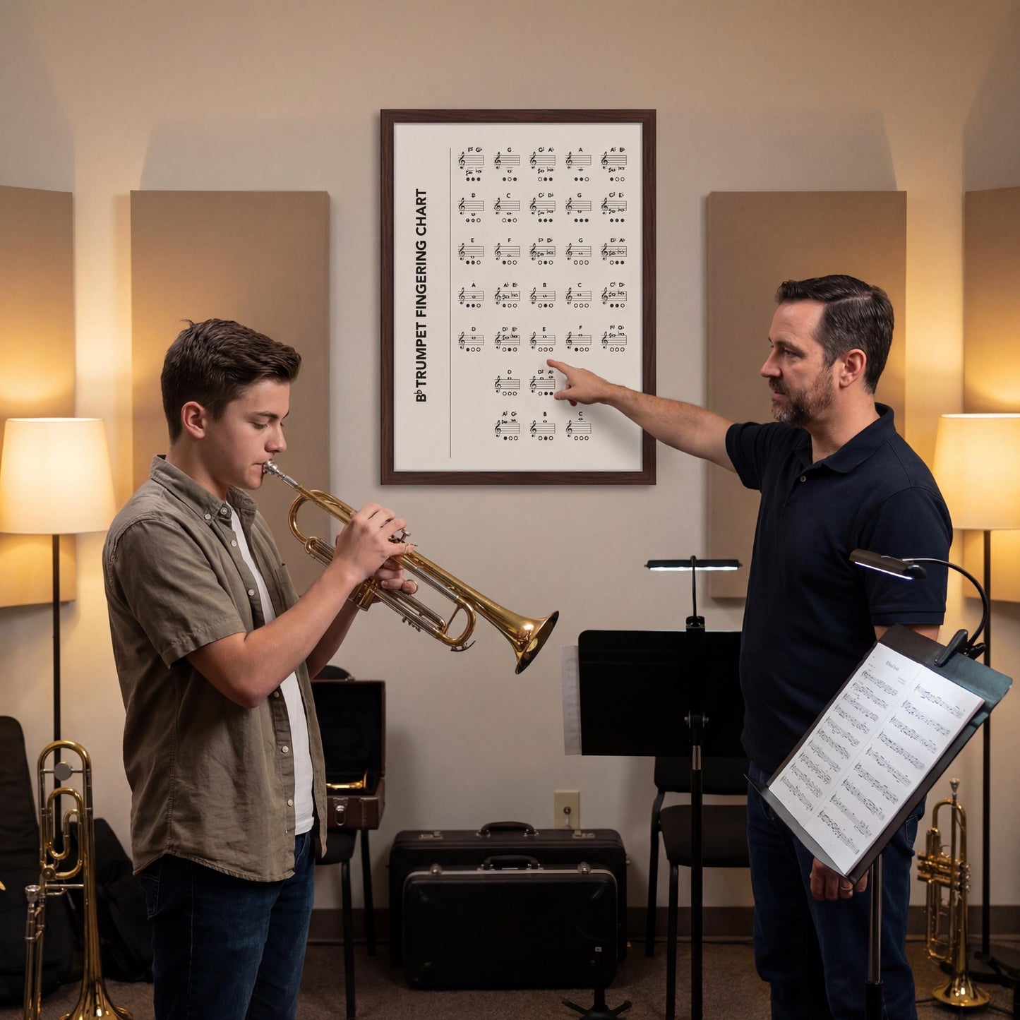 Trumpet Fingering Chart - Printable Brass Music Poster | Digital Download Guide